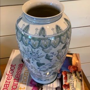 Porcelain vase green, blue, gray white